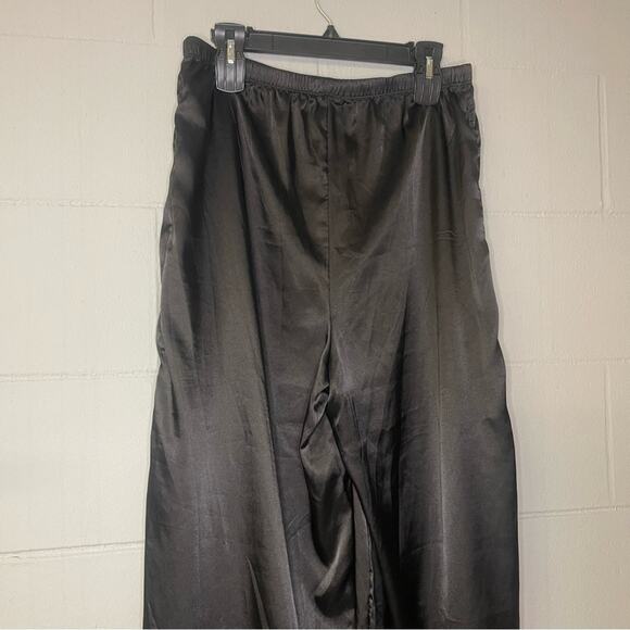 BB Dakota Black Satin Flowy Casual Lounge Pants Wide Leg Women’s Size Large - Picture 7 of 11